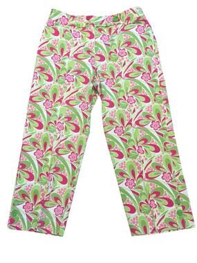 Marisa Christina Women’s Size 30 x 23 Pink & Lime Floral Pattern Capri Pants